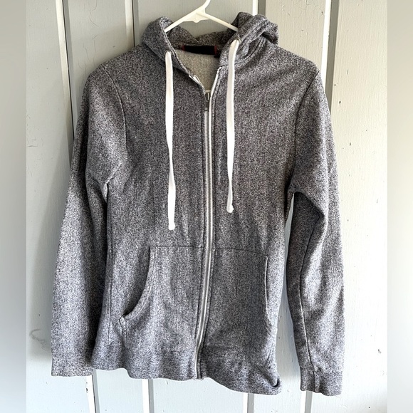 Gray/ White Full Zip Hoodie Sweatshirt Jacket - Picture 1 of 5